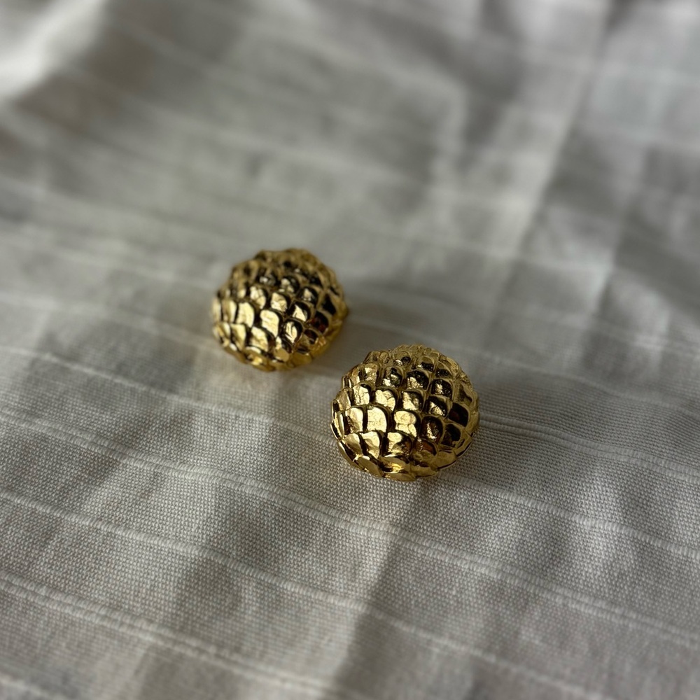 Vintage Givenchy Paris NY Gold Button stud clip on Earrings Old money STAMPED